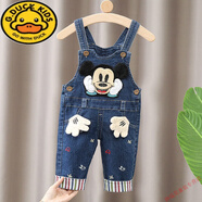 G.DUCKKIDS寶寶牛仔背帶褲2025中小童秋裝女童洋氣0123歲男童韓版連體褲 單褲可愛(ài)米奇頭 90 cm