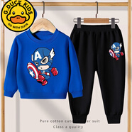 G.duck童裝男童春裝套裝2023新款兒童卡通衛衣男孩洋氣蜘蛛俠上衣潮寶寶 美國隊長(cháng) 藍色 140 CM建議55-65斤