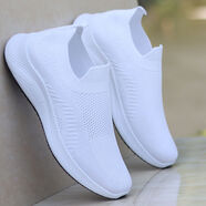 LI NING男鞋夏季透氣網(wǎng)面鞋男士防臭網(wǎng)布鞋一腳套運動(dòng)休閑潮鞋 A-D27白色 43