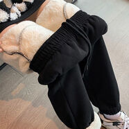 杭赫秋冬季新款運動(dòng)褲加絨羊羔絨加厚束腳寬松衛褲休閑哈倫保暖長(cháng)褲女 黑色【加絨羊羔絨】 加厚 2XL 【建議130-145斤】