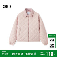 森馬（Semir）棉服女燈芯絨翻領(lǐng)菱形格復(fù)古2024冬三防寬松輕薄棉衣109724112007