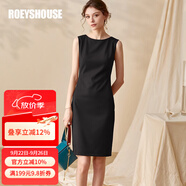 ROEYSHOUSE羅衣職場女裝無袖連衣裙夏新款簡約知性修身顯瘦裙子01790 黑色 M