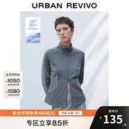 UR2025春季新款女裝時(shí)尚休閑百搭抽繩立領(lǐng)瑜伽上衣UWS350009 冷灰 L