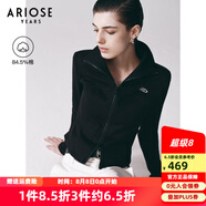 艾諾絲雅詩(shī)【商場(chǎng)同款】2025春秋新款修身顯瘦立領(lǐng)針織衛(wèi)衣短外套女40211075 黑色 L
