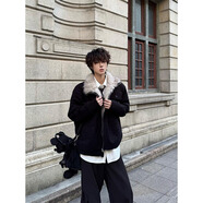 唐號（tanghao）美式毛領(lǐng)座山雕棉服男款冬季加絨加厚針織衫毛衣外套短款保暖棉衣 灰色 XL