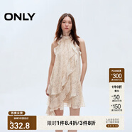 ONLY2025夏季新款淑女掛脖圓領(lǐng)荷葉邊短裙碎花連衣裙女|125207045 HH5桑迪紋樣沙色底 XL