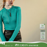 日著（rizhuo）原創(chuàng)設(shè)計(jì)女裝2025秋季新款小眾修身長袖上衣桑蠶絲針織打底衫 霜藍(lán) M