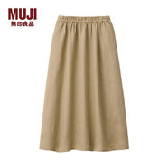 無印良品 MUJI 女式 法國亞麻 抽褶裙 駝色 M