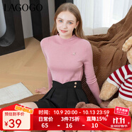 LAGOGO多巴胺多色修身軟糯針織衫女拉谷谷2024冬新款半高領(lǐng)打底衫 粉紅色(H8) M 160/38
