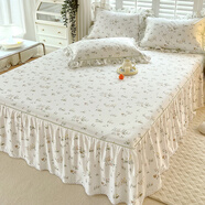 三棲虎公主風(fēng)純棉床裙式床罩單件1米8床防滑蕾絲花邊床套2m春夏全棉床裙 依戀【100%全棉純棉】 床單款 150x200cm【單件床裙+枕套一對(duì)】