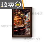 洪儒美式復古酒吧掛畫(huà)威士忌雪茄工業(yè)風(fēng)裝飾畫(huà) K04168-32 30*40_古典金_精美花紋PS歐式框+油畫(huà)布