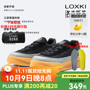 LOXKI（洛克斯基）Alpha小圓鞋Lite板鞋子男潮流百搭休閑鞋 明星同款 生膠黑底-加棉款 【疊加態(tài)科技】 36