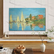 中掌柜莫奈油畫輕奢電視機(jī)防塵罩55寸65寸80寸100寸液晶電視套新款蓋布 莫奈-阿爾讓特依的賽船 100英寸寬222-高125