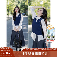 茵曼（INMAN）毛衣女蝴蝶結(jié)針織開衫節(jié)荷葉袖氣質(zhì)外套 貴族灰-半身裙 18438095 常規(guī) L