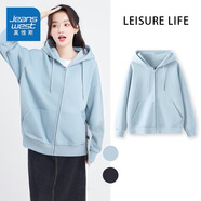 真維斯連帽衛衣開(kāi)衫女裝外套女秋冬季2026新款重磅加絨休閑百搭上衣服GX 車(chē)厘子紅-全力以赴兔K 【羊羔絨款】 M 【不易起球】