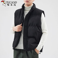 啄木鳥(niǎo)新品加厚加絨黑色棉馬甲男士冬季保暖背心棉服外套K雙十一 黑色 M _【建議60-80斤】