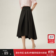范思藍(lán)恩法式不規(guī)則a字半身裙女中長款設(shè)計(jì)感氣質(zhì)百褶裙24FS12104 黑色 XS
