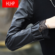 HLHP2025新款綿羊皮皮質(zhì)打底衫皮袖毛衣針織衫蕾絲花邊百搭時(shí)尚潮流 黑色高領(lǐng)單袖有里襯 均碼 140斤以?xún)瓤梢源?
                                         title=