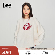 Lee舒適版唇形Logo針織寬松米白色女毛衣休閑潮流
