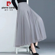 皮爾卡丹加絨/加厚秋冬網(wǎng)紗裙半身裙女蓬蓬裙中長(cháng)裙公主裙百褶a字裙仙女裙 灰色 (精品80-150斤) 常規 M 裙長(cháng)68c (身高140-149)