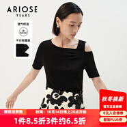 艾諾絲雅詩【商場同款】春秋季新品透氣通勤不對稱露肩薄針織衫女20718105 黑色 M