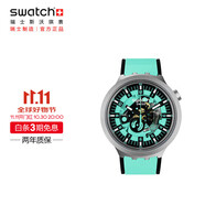 斯沃琪（Swatch）瑞士手表金屬 不朽松綠 生日禮物男女時尚夜光石英表SB07S111