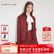 LIME FLARE【尖貨補單】萊茵福萊爾2024年春款法式格紋小香風短外套小立領 辣椒紅色短外套 160/80A/M