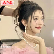 含春花珍珠耳夾無耳洞女耳環(huán)2025年新款潮法式感耳飾夏小眾吊墜耳墜 全氛圍珍珠耳夾【送圖同款項鏈