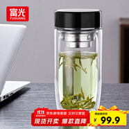富光雙層玻璃杯泡茶杯大容量茶水分離杯高硼硅水杯子男士禮盒裝390ml