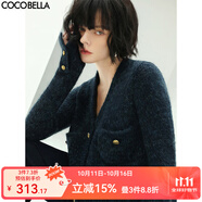 COCOBELLA質(zhì)感花紗細閃銀蔥粗針毛衣軟糯親膚針織外套MZ101-3 藍色 L