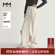 麥檬【雙11搶先購(gòu)】秋冬爆款版型MM口碑褲軟糯絨感直筒顯瘦針織休閑褲 米白5F8952692-2（秋季5~25℃） M （105-120斤）