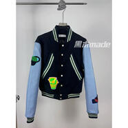 黑木Kiko藍袖棒球服短款顯瘦男女vibe高街美式cleanfit立領(lǐng)外套 藍色黑木同廠(chǎng) 藍色黑木同廠(chǎng) S 80-110斤穿到腰