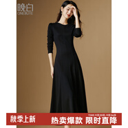 晚白【新品】搭配神裙2025秋款洋氣百搭內搭長裙顯瘦打底連衣裙 黑色 L
