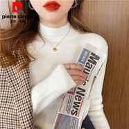 皮爾卡丹（pierre cardin）半高領(lǐng)內搭毛衣女打底衫秋冬女裝新款百搭洋氣修身貼身長(cháng)袖針織衫 9112-白色 均碼