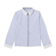 芳透青島嶗山新世紀(jì)學(xué)校校服 運(yùn)動(dòng)服裝英倫學(xué)院風(fēng)校服 白色 藍(lán)白條紋長(zhǎng)袖襯衫【男款】 130