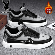 花花公子（PLAYBOY）男鞋子男2025秋冬季板鞋男款休閑小白鞋男士潮流運動(dòng)鞋 黑灰新 42