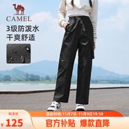 駱駝（CAMEL）休閑戶外登山褲女防潑水直筒工裝褲 J24CA6L6646 幻影黑 XL