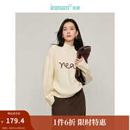茵曼（INMAN）半高領(lǐng)毛衣2025春秋季女裝新款開叉長(zhǎng)袖套頭打底衫針織衫 米白色 L