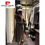 皮爾卡丹2025時尚初秋不規(guī)則中長款針織開衫女初秋新款慵懶休閑風外套 棕色 S