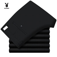 花花公子（PLAYBOY）冬季加絨加厚商務(wù)休閑褲男中年高腰寬松直筒長(cháng)褲爸爸褲保暖褲 6809-A19#黑色 加絨 31 (2尺4腰圍)