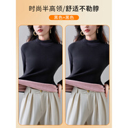 Rindu打底衣女秋冬內搭洋氣中長款加絨半高領打底衫女秋冬季內搭加厚20 黑色+黑色 M