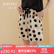 金三塔真絲睡衣女桑蠶絲可外穿休閑真絲家居褲短褲睡褲 黑白波點(diǎn)7167 M