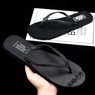 維諾亞夏季人字拖男款外穿越南時(shí)尚潮流個(gè)性?shī)A腳橡膠防滑沙灘鞋拖鞋男 【款】印字 細帶  黑色 39 【標準運動(dòng)鞋碼】