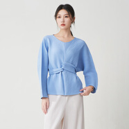 HOMME PLISSE ISSEY MIYAKE日本獨特漂亮上衣秋季感女士衣服寬松系帶長(cháng)袖T恤 米白色 三宅一生 均碼 三宅一生