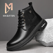 MK&RTBN2025品牌馬丁靴男秋冬季高幫復古英倫工裝靴厚底時尚潮流鞋MK男鞋 黑色【單鞋款】 38 【標準皮鞋碼】