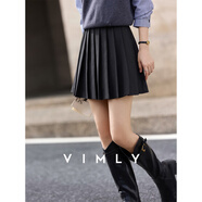 梵希蔓灰色學(xué)院風(fēng)百褶裙女25年冬季新款修身顯瘦百搭a字半身短裙 A3263 深灰色 L （建議110-120斤）