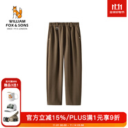 William fox&sons威廉福克斯肌理感立體織造工藝彈力加厚面料松緊腰收褶設(shè)計(jì)休閑褲 咖色 M
