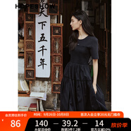 紅袖商場(chǎng)同款設計感木耳邊連衣裙夏季新款女裝字母標收腰顯瘦氣質(zhì)裙子 海軍學(xué)院藍442 XS