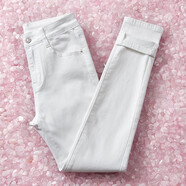 以純A21高腰牛仔褲女春秋季新款修身大碼顯瘦彈力緊身小腳九分鉛筆長(zhǎng) 白色【九分褲】 25 (70-80斤)