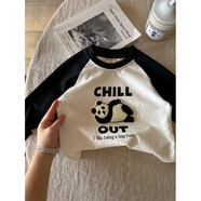 兒童長(cháng)袖T恤2025春秋男童卡通刺繡純棉T寶寶小童洋氣打底衫童裝 熊貓 120 cm